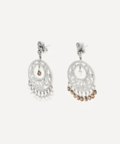 Kojis Earrings^18ct White Gold Brown and White Vintage Diamond Drop Earrings