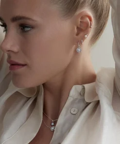 Dinny Hall Earrings|Earrings^14ct White Gold Celandine Diamond Drop Hoop Earrings