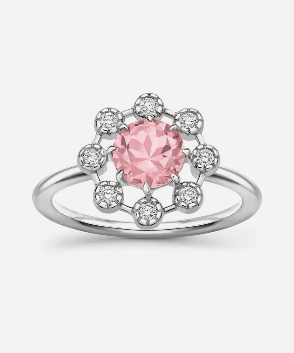 Dinny Hall Rings^14ct White Gold Celandine Pink Tourmaline and Diamond Ring