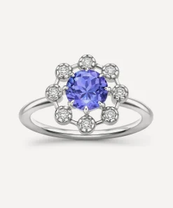 Dinny Hall Rings^14ct White Gold Celandine Tanzanite and Diamond Ring