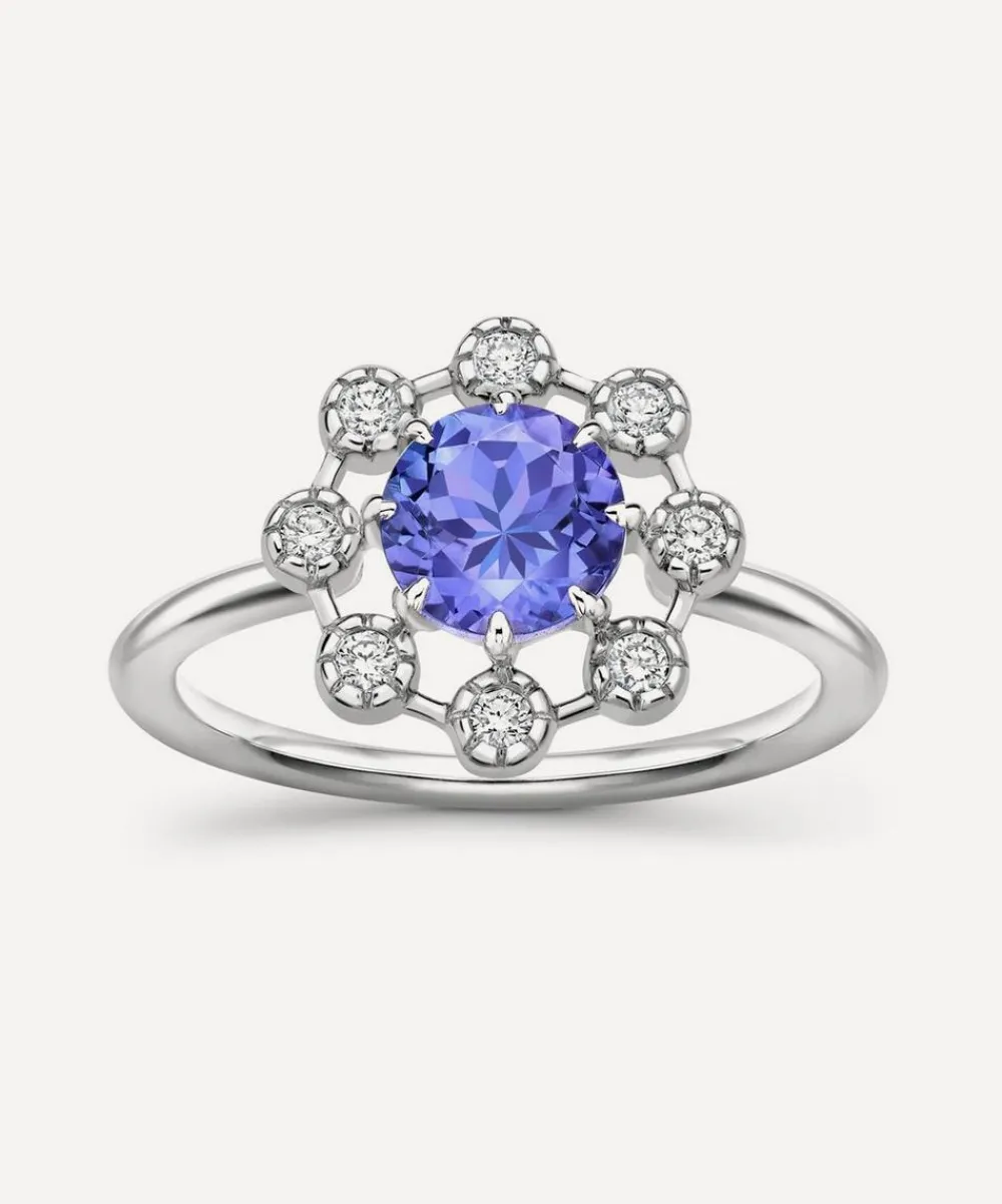 Dinny Hall Rings^14ct White Gold Celandine Tanzanite and Diamond Ring
