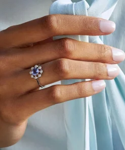 Dinny Hall Rings^14ct White Gold Celandine Tanzanite and Diamond Ring