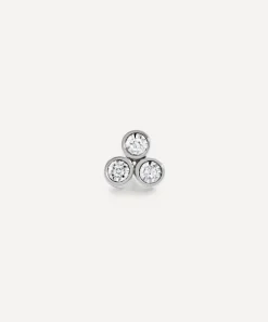 Monica Vinader Earrings^14ct White Gold Diamond Cluster Single Labret Earring