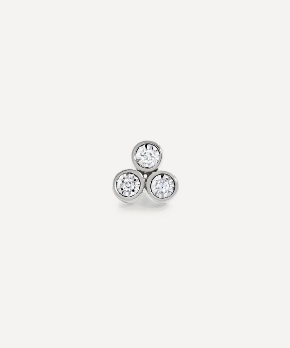 Monica Vinader Earrings^14ct White Gold Diamond Cluster Single Labret Earring