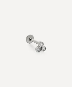Monica Vinader Earrings^14ct White Gold Diamond Cluster Single Labret Earring