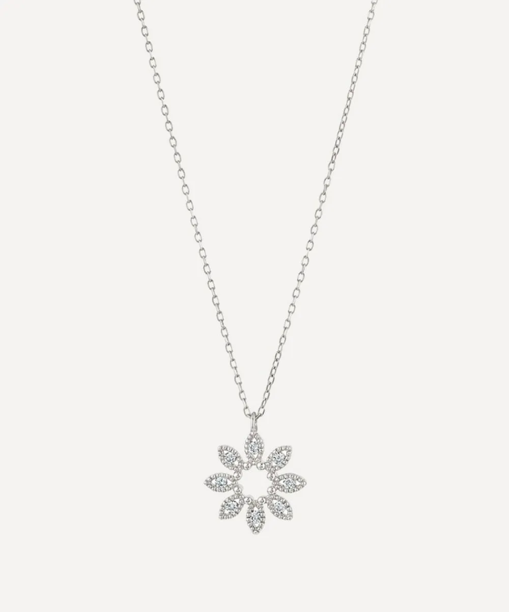 Dinny Hall Necklaces^14ct White Gold Diamond Jasmine Flower Pendant Necklace