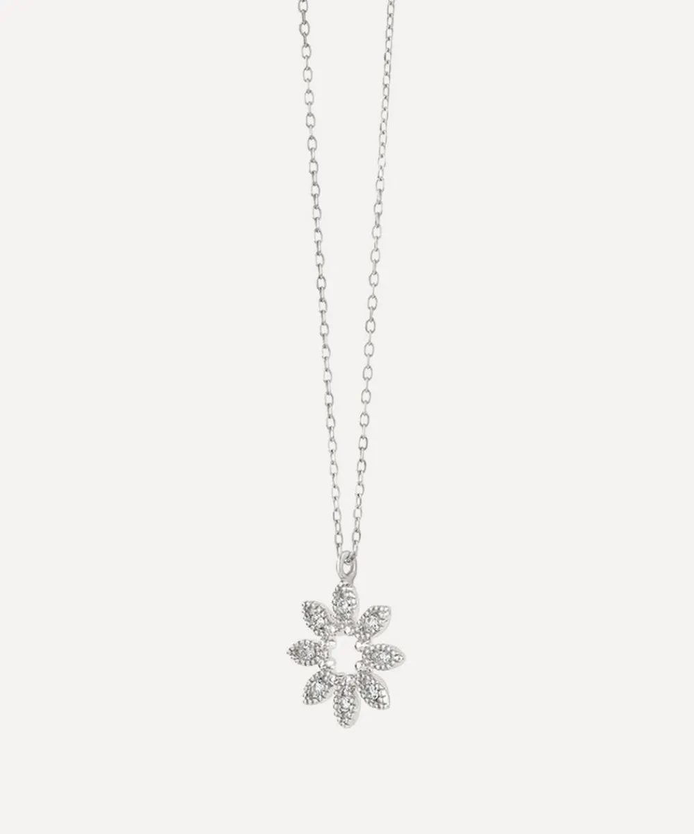 Dinny Hall Necklaces^14ct White Gold Diamond Jasmine Flower Pendant Necklace