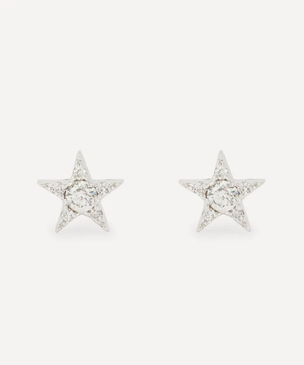 Kojis Earrings|Earrings^18ct White Gold Diamond Star Stud Earrings