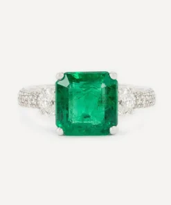 Kojis Rings|Rings^18ct White Gold Emerald and Diamond Cocktail Ring