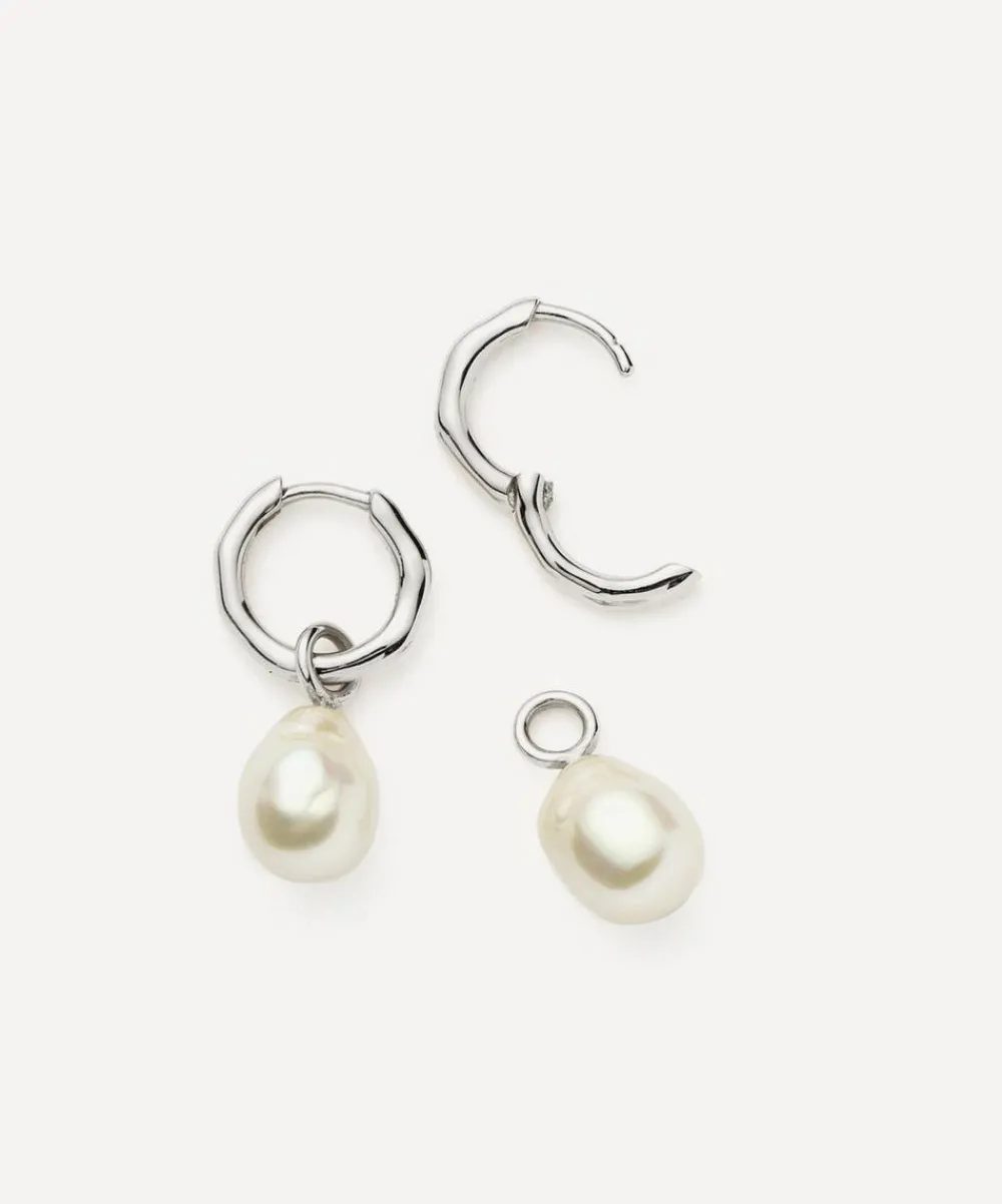 Missoma Earrings|Earrings^14ct White Gold Fine Baroque Pearl Hoop Earrings