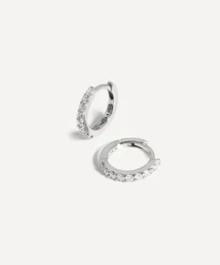 Missoma Earrings|Earrings^14ct White Gold Fine Classic Diamond Huggie Hoop Earrings
