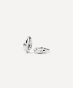 Missoma Earrings|Earrings^14ct White Gold Fine Diamond Dome Huggie Hoop Earrings