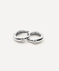 Missoma Earrings|Earrings^14ct White Gold Fine Diamond Dome Huggie Hoop Earrings