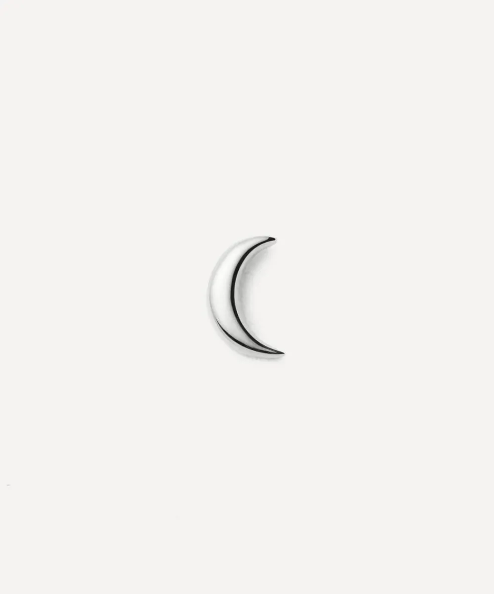 Missoma Earrings^14ct White Gold Fine Moon Stud Earring