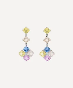 Kojis Earrings|Earrings^18ct White Gold Multicoloured Sapphire Drop Earrings