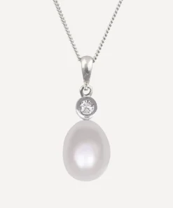 Kojis Necklaces|Necklaces^18ct White Gold Pearl and Diamond Pendant Necklace