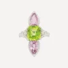 Kojis Rings|Rings^18ct White Gold Peridot Pink Spinel and Diamond Ring