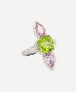 Kojis Rings|Rings^18ct White Gold Peridot Pink Spinel and Diamond Ring