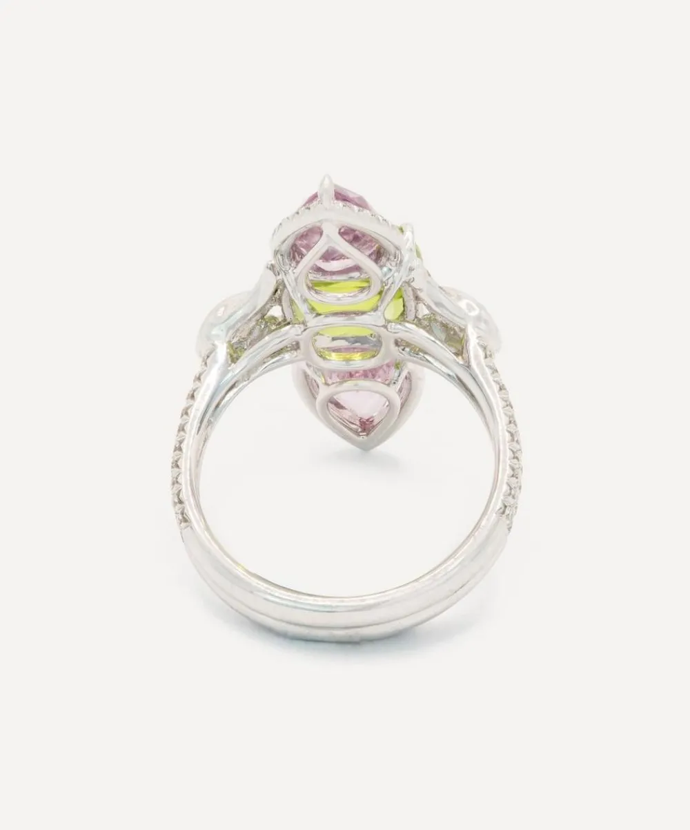 Kojis Rings|Rings^18ct White Gold Peridot Pink Spinel and Diamond Ring