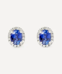 Kojis Earrings|Earrings^18ct White gold Sapphire and Diamond Stud Earrings