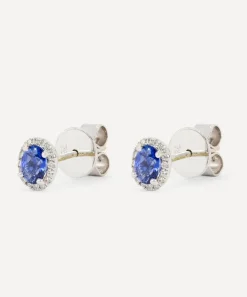Kojis Earrings|Earrings^18ct White gold Sapphire and Diamond Stud Earrings