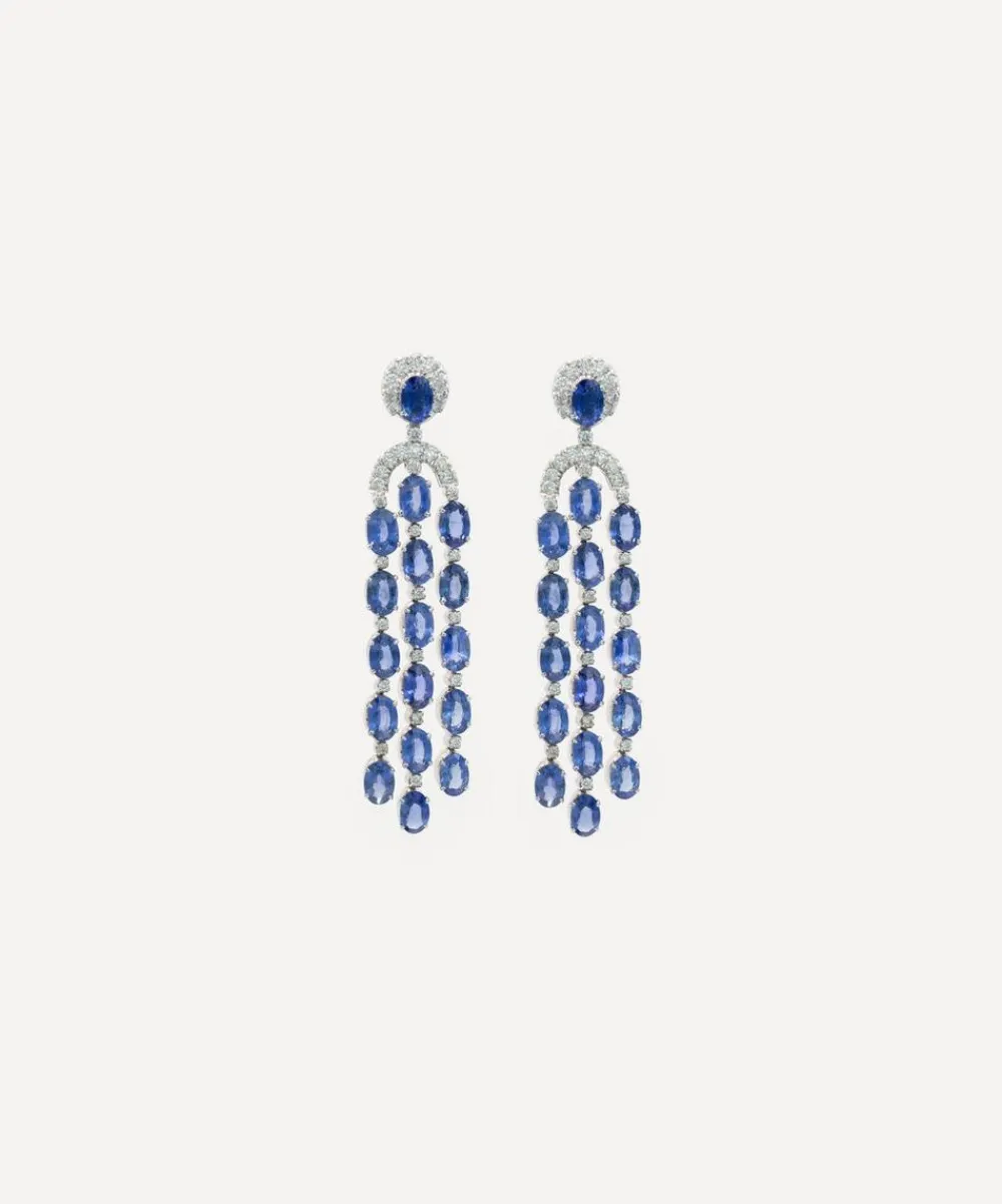 Kojis Earrings|Earrings^18ct White Gold Sapphire and Diamond Chandelier Drop Earrings