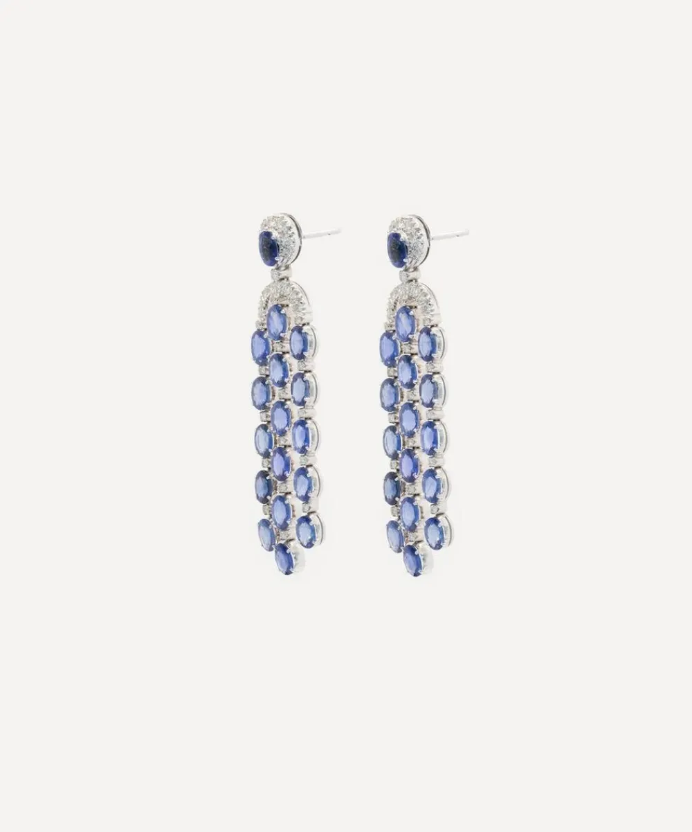 Kojis Earrings|Earrings^18ct White Gold Sapphire and Diamond Chandelier Drop Earrings