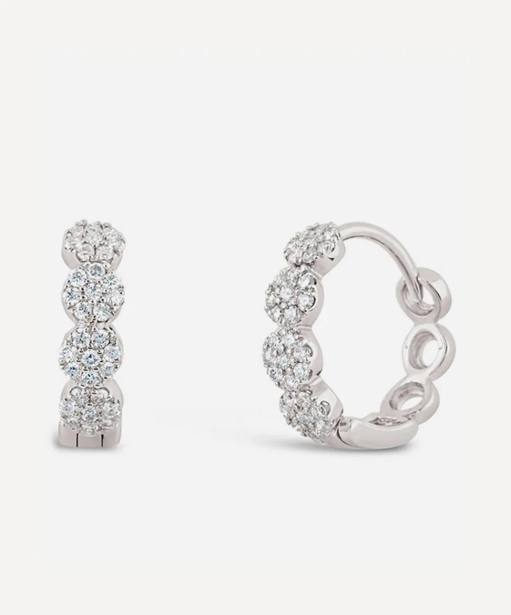 Dinny Hall Earrings^9ct White Gold Shuga Pavé Diamond Huggie Hoop Earrings