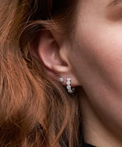 Dinny Hall Earrings^9ct White Gold Shuga Pavé Diamond Huggie Hoop Earrings
