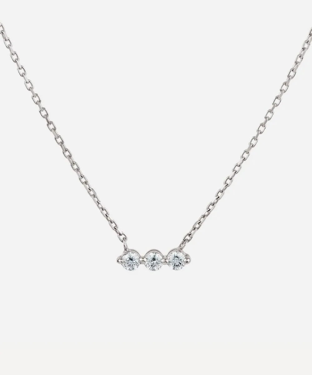 Dinny Hall Necklaces^9ct White Gold Shuga Three Stone Diamond Bar Necklace