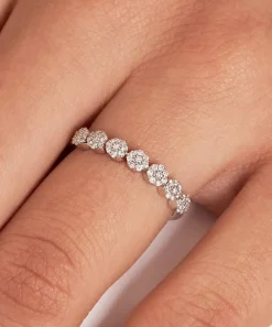 Dinny Hall Rings^14ct White Gold Starflower Diamond Half Eternity Ring