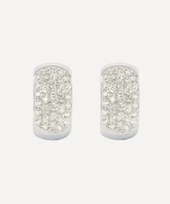 Kojis Earrings|Earrings^18ct White Gold Vintage Diamond Huggie Hoop Earrings