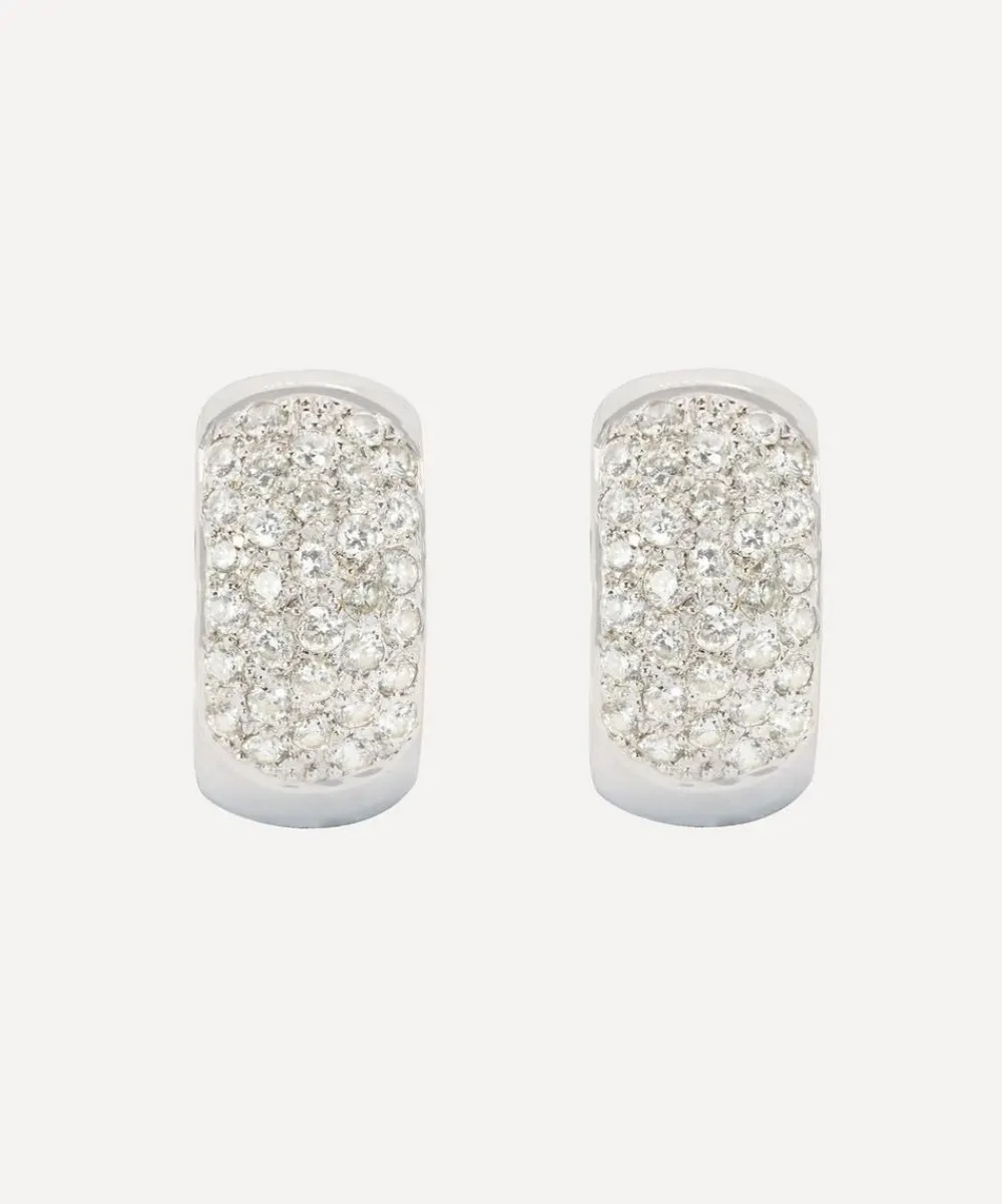 Kojis Earrings|Earrings^18ct White Gold Vintage Diamond Huggie Hoop Earrings