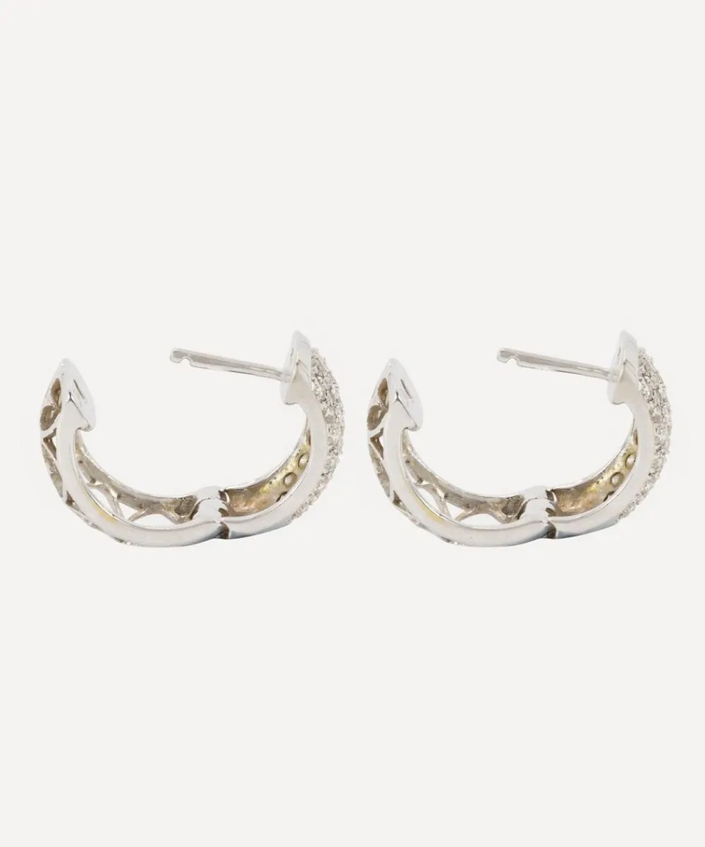 Kojis Earrings|Earrings^18ct White Gold Vintage Diamond Huggie Hoop Earrings