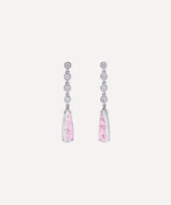 Kojis Earrings|Earrings^18ct White Gold Watermelon Tourmaline and Diamond Drop Earrings