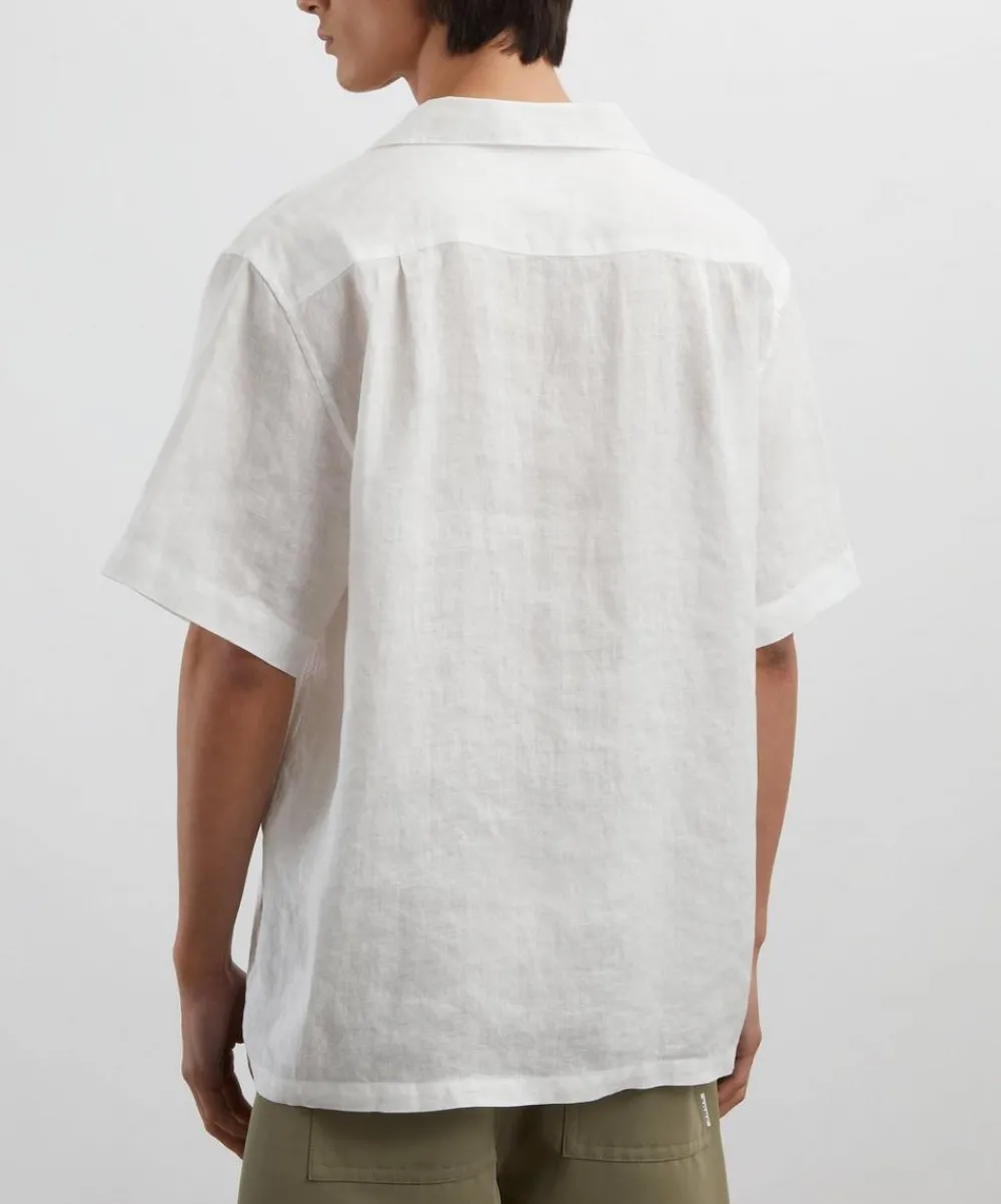 Liberty Shirts^Cuban Collar Hemp Shirt With Embroidery