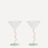 &Klevering Glass & Drinksware^Curve Pink Coupe Glasses Set of Two