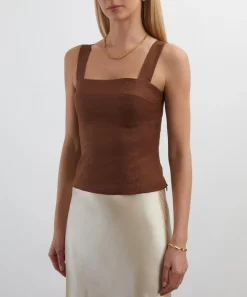 Reformation Tops^Darci Chocolate Cake Linen Top