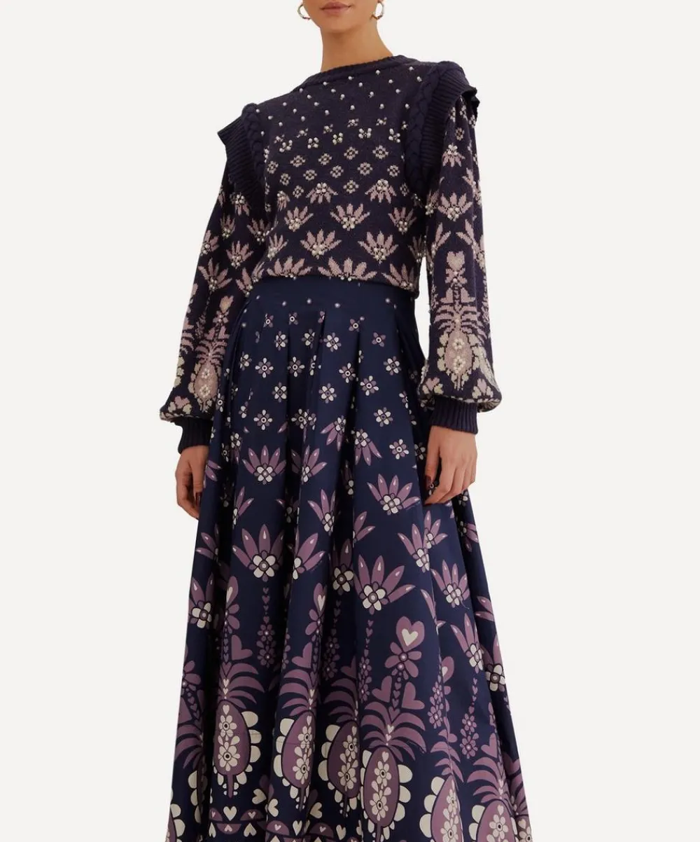 FARM Rio Skirts^Dark Blue Ainika Martina Midi-Skirt
