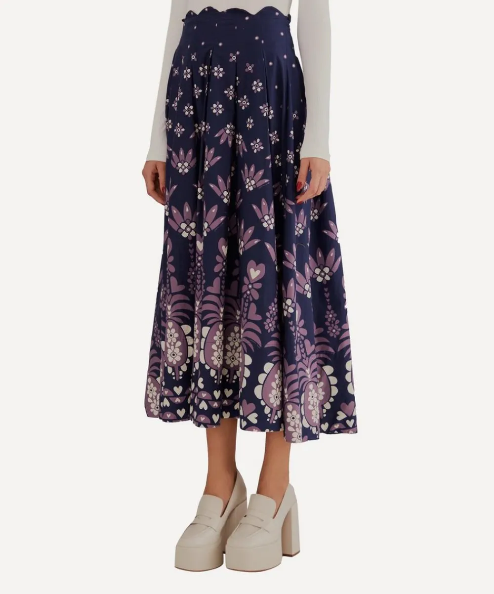 FARM Rio Skirts^Dark Blue Ainika Martina Midi-Skirt