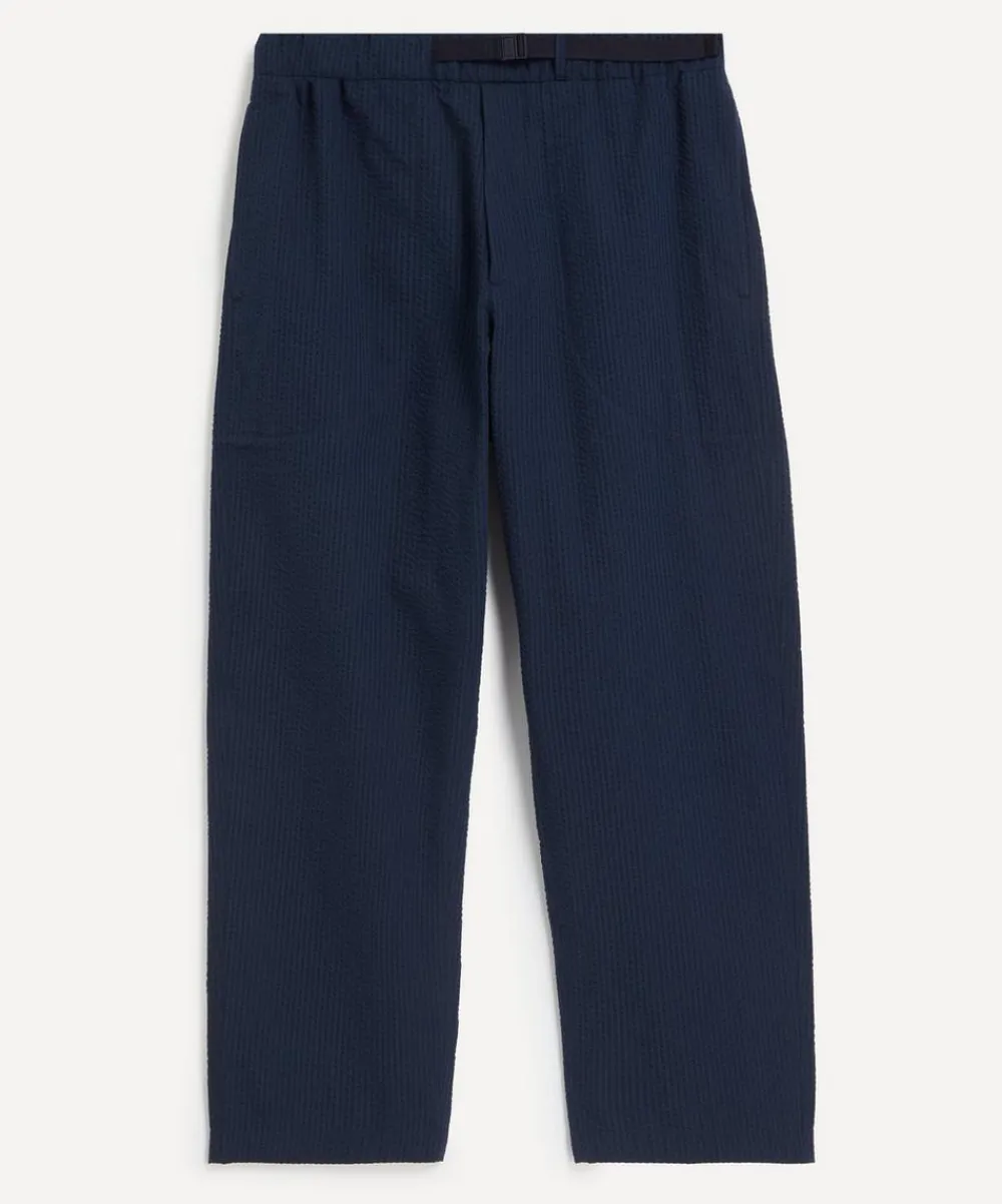 Moncler Trousers^Dark Blue Seersucker Trousers