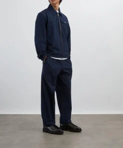 Moncler Trousers^Dark Blue Seersucker Trousers