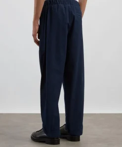 Moncler Trousers^Dark Blue Seersucker Trousers