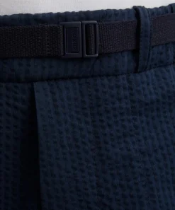 Moncler Trousers^Dark Blue Seersucker Trousers