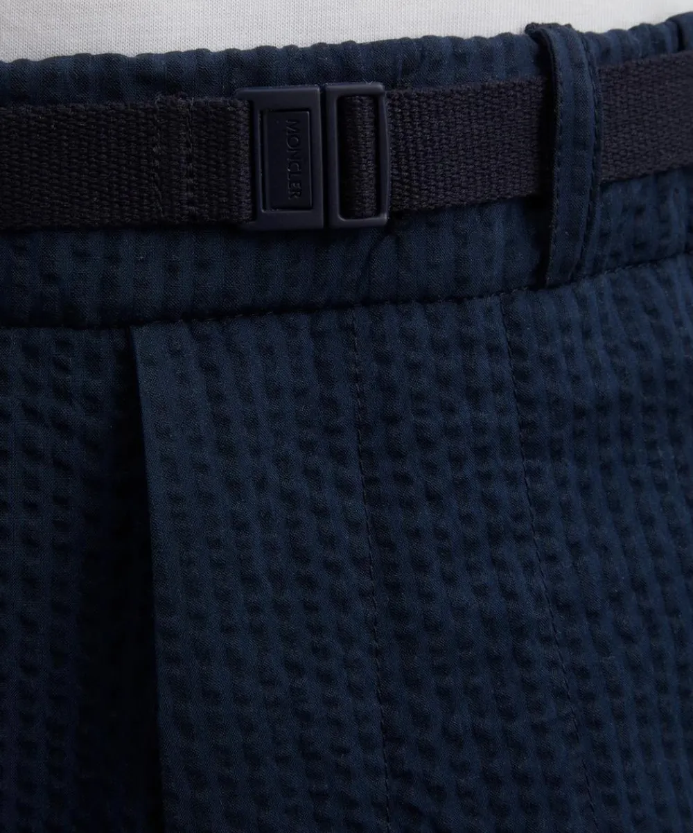 Moncler Trousers^Dark Blue Seersucker Trousers