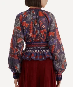FARM Rio Tops^Dark Blue Tropical Shine V-Neck Blouse