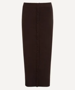 Victoria Beckham Skirts^Dark Chocolate Button Detail Midi Skirt