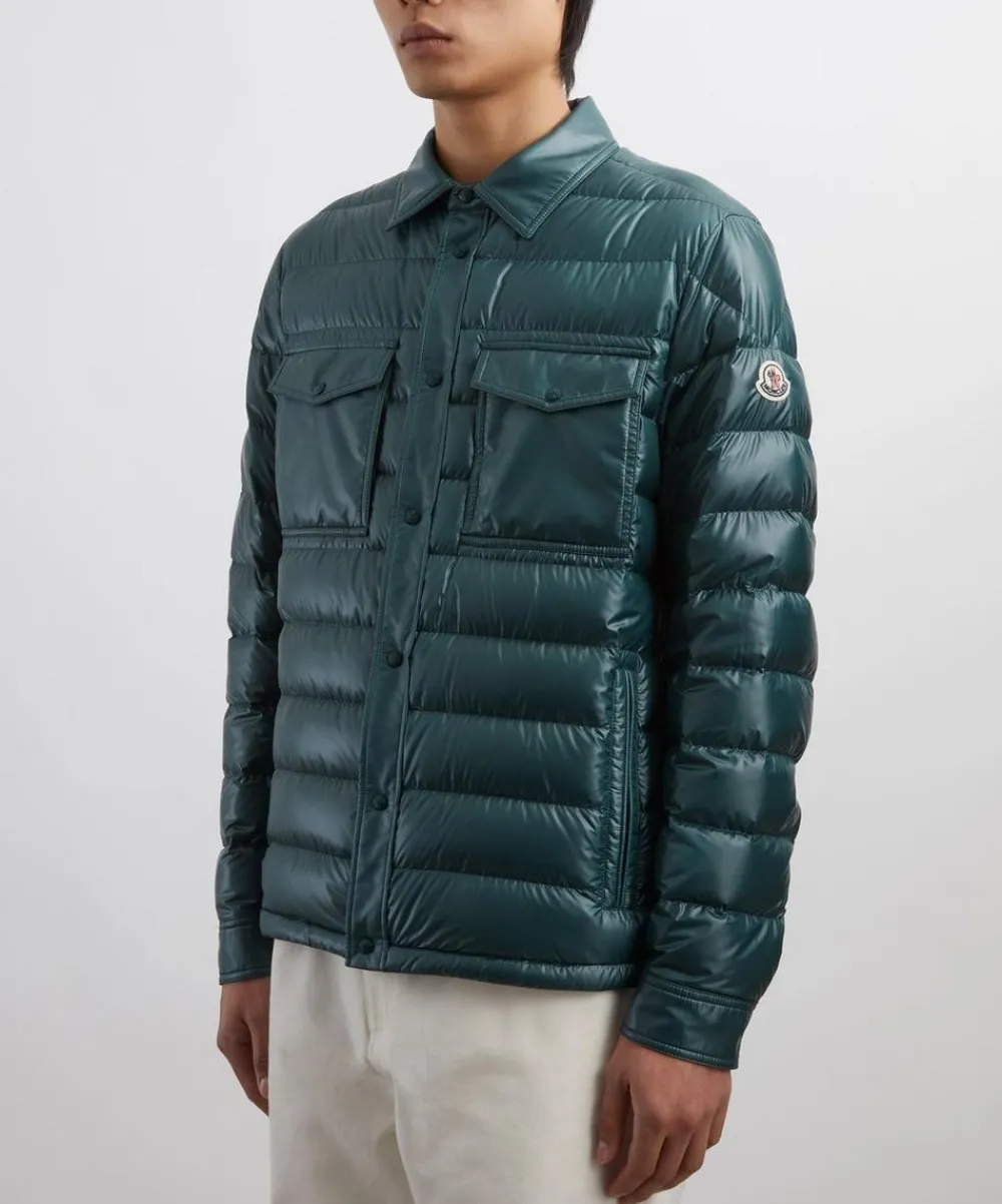 Moncler Coats & Jackets^Dark Green Chamberly Down Shirt Jacket