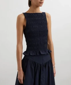 Peachy Den Tops^Deba Midnight Shirred Top