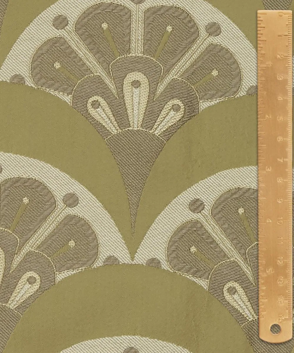 Liberty Interiors Furnishing Fabrics^Deco Scallop Multi Jacquard in Lichen